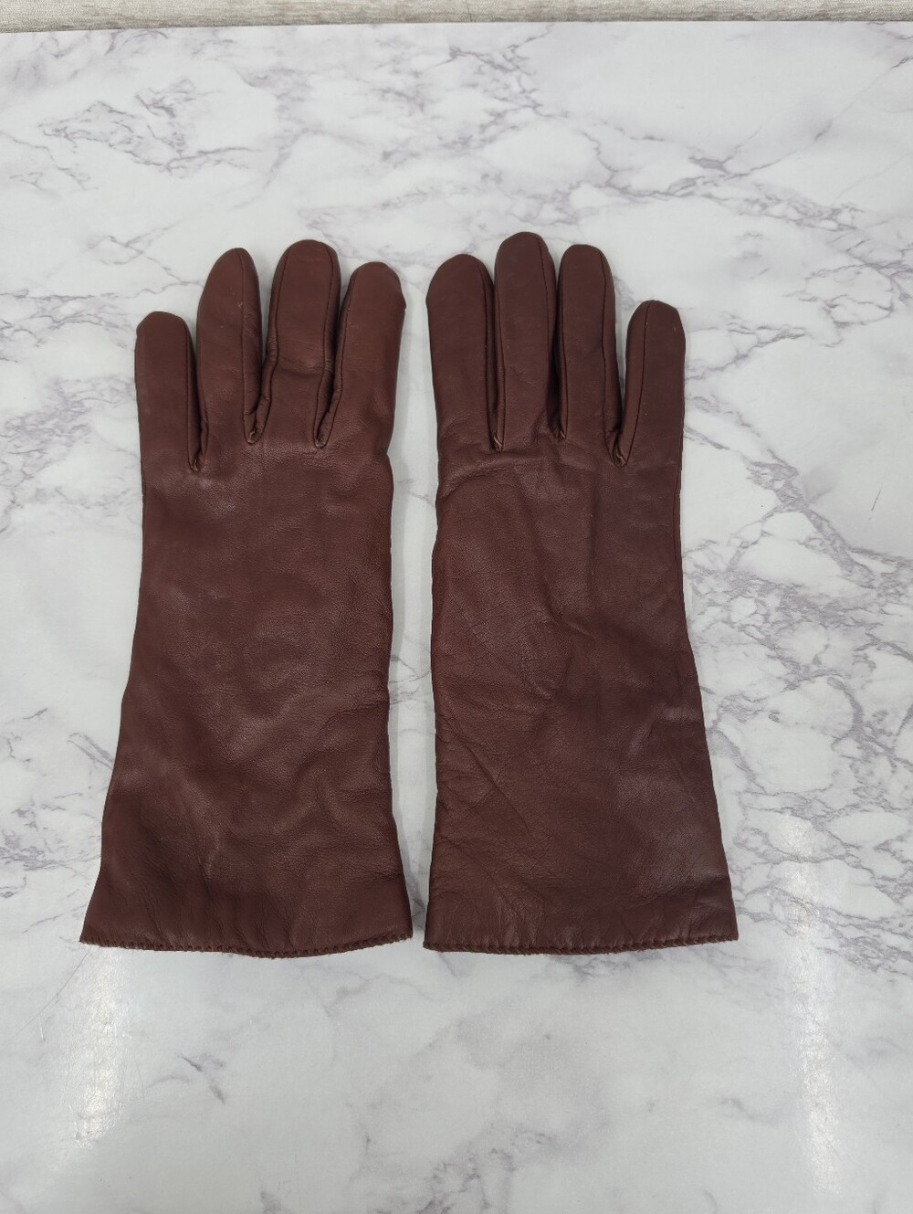 Preston & York Brown Leather Driving Gloves with Cashmere Lining